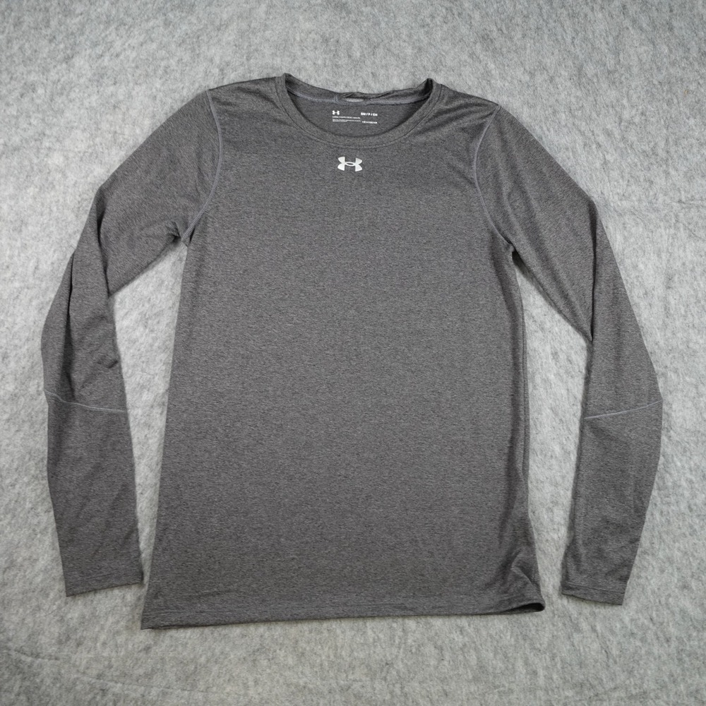 Under Armour Shirt Womens Small Gray HeatGear Loose Long Sleeve Performance